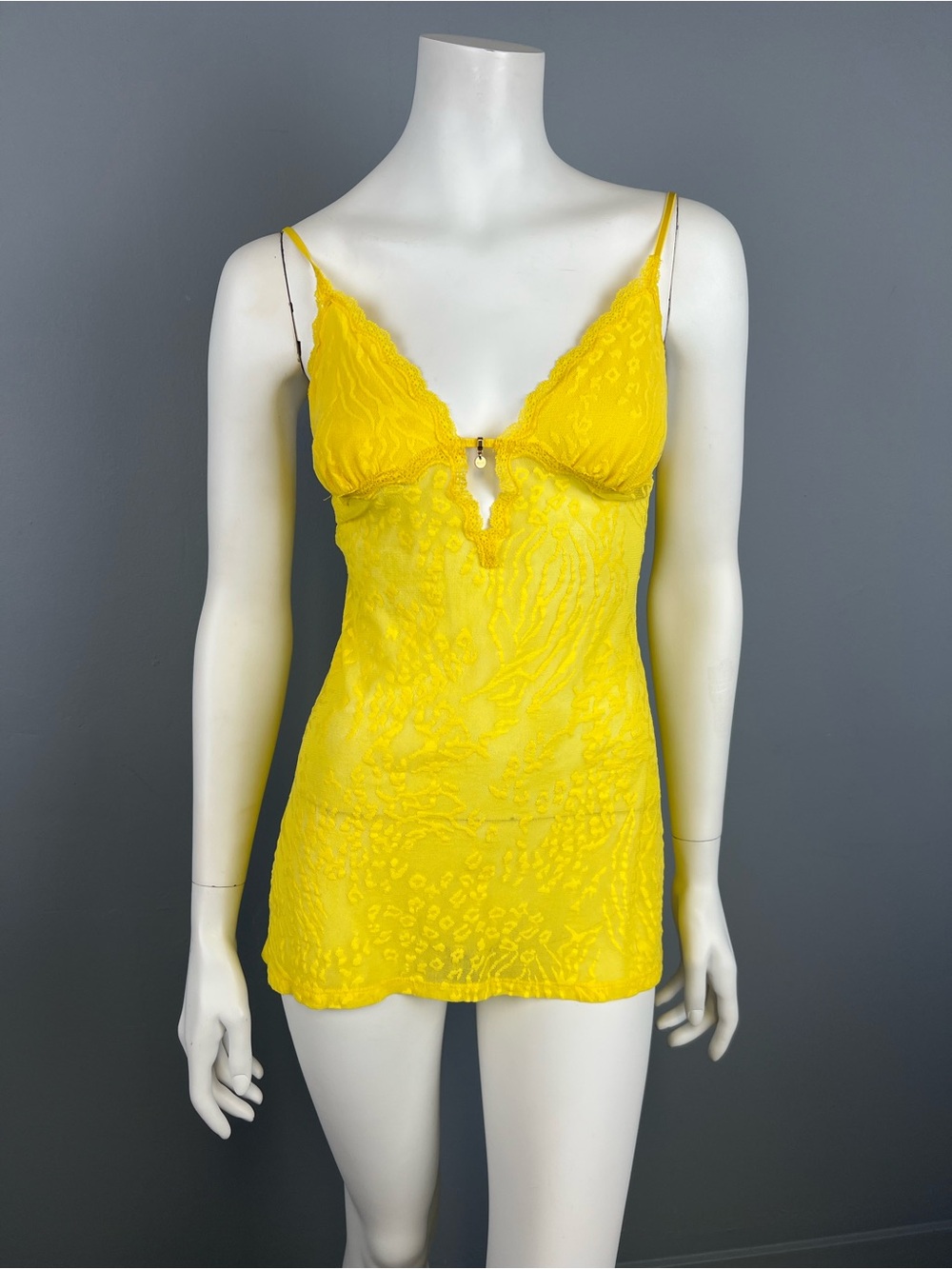Vintage Victorias Secret Yellow Lace Slip Chemise - Women Intimates